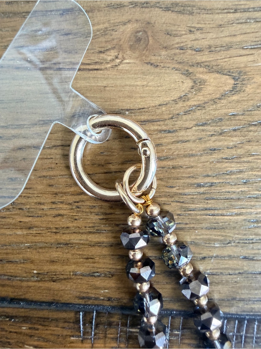 Beaded Phone Strap Wristlet in Metallic Brown - Picture 2 of 3
